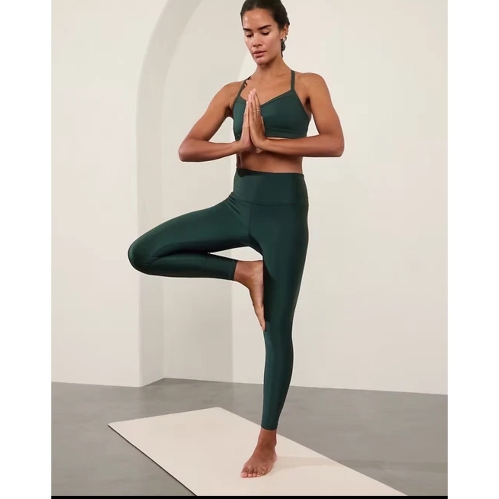 NWOT Athleta Sm Elation Ultra High Rise Sheen Tight Leggings, Cypress Green